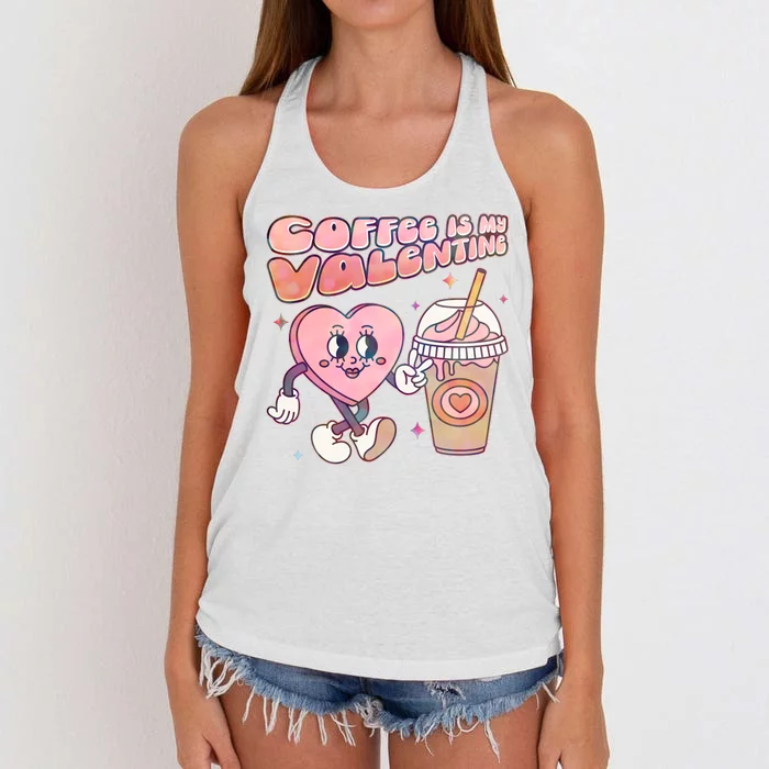 Cute Valentines Day Coffee Is My Valentine Women's Knotted Racerback Tank