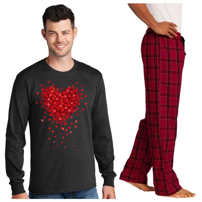 Cute Valentines Day Messy Heart Shapes Long Sleeve Pajama Set