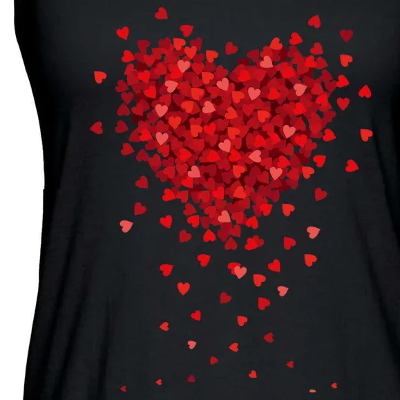 Cute Valentines Day Messy Heart Shapes Ladies Essential Flowy Tank