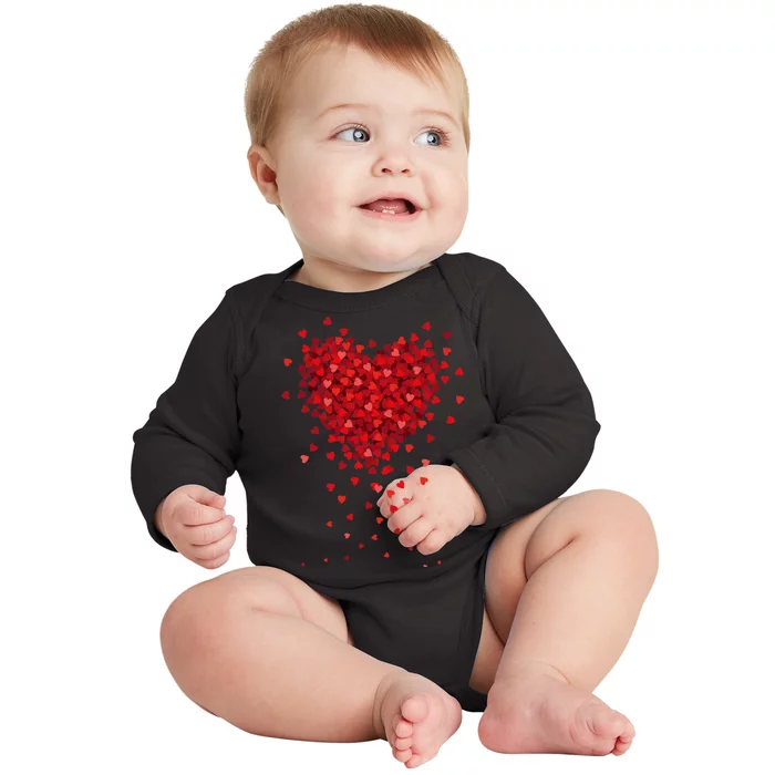 Cute Valentines Day Messy Heart Shapes Baby Long Sleeve Bodysuit