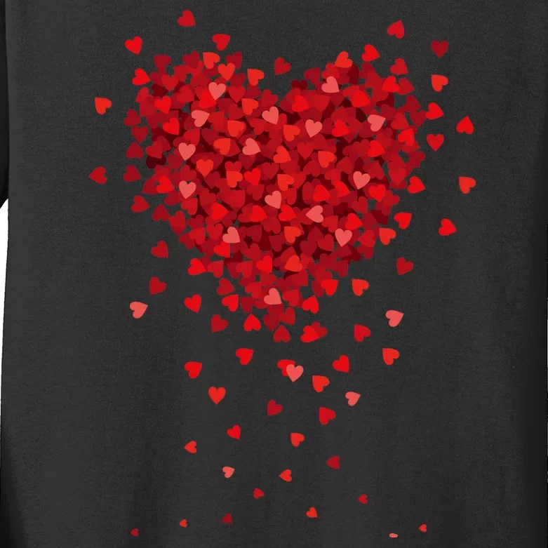 Cute Valentines Day Messy Heart Shapes Kids Long Sleeve Shirt