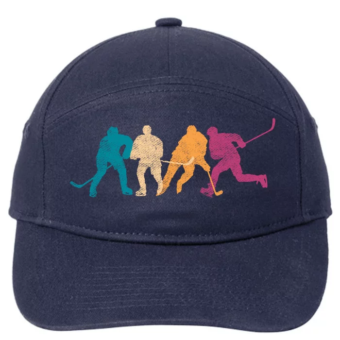 Classic Vintage Distressed Ice Hockey Players Gift 7-Panel Snapback Hat