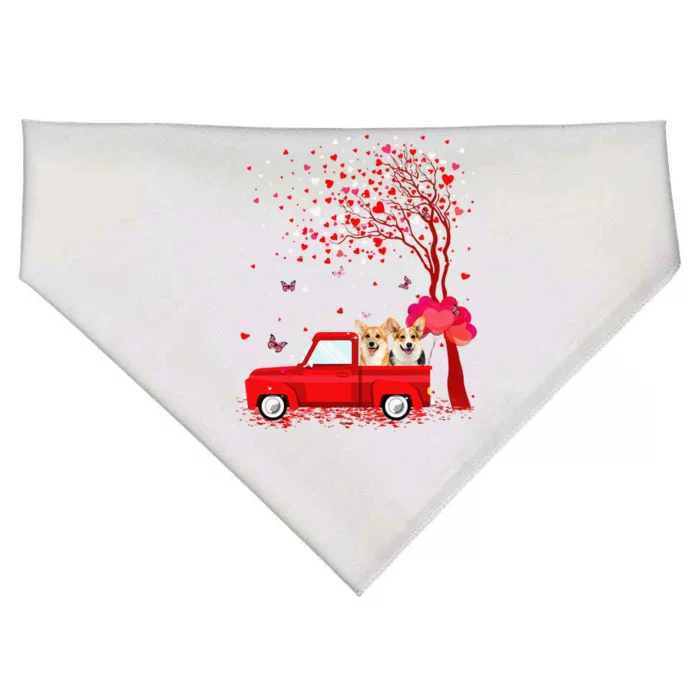 Corgi Valentine's Day Gifts Dogs Red Truck Hearts USA-Made Doggie Bandana