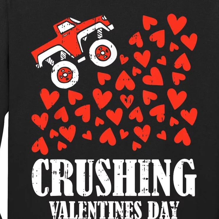 Crushing Valentines Day Cute Heart Riding Monster Truck Boy Tall Long Sleeve T-Shirt