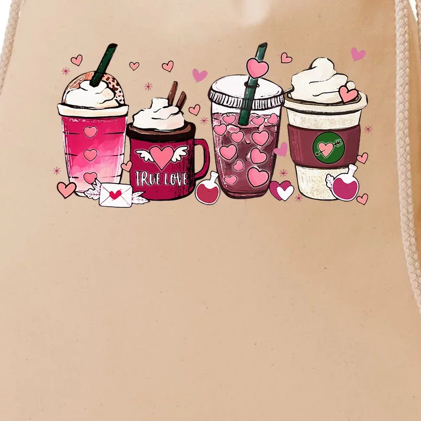 Cute Valentines Day Valentine Coffee Lover Drawstring Bag