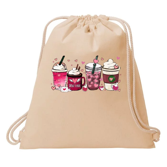 Cute Valentines Day Valentine Coffee Lover Drawstring Bag