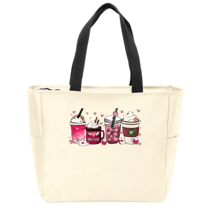 Cute Valentines Day Valentine Coffee Lover Zip Tote Bag