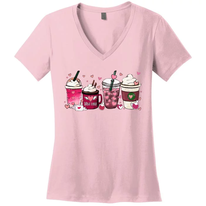 Cute Valentines Day Valentine Coffee Lover Women's V-Neck T-Shirt