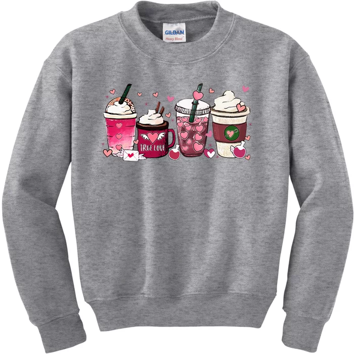 Cute Valentines Day Valentine Coffee Lover Kids Sweatshirt