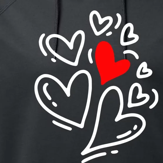 Cute Valentines Day Hearts Performance Fleece Hoodie