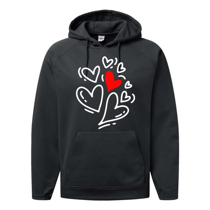 Cute Valentines Day Hearts Performance Fleece Hoodie