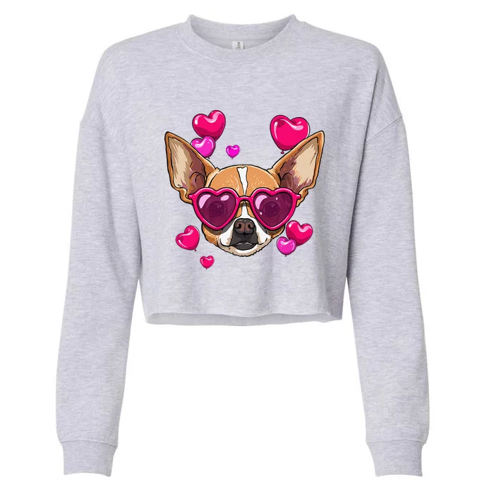 Chihuahua Valentines Day Heart Chihuahua Dog Lover Cropped Pullover Crew