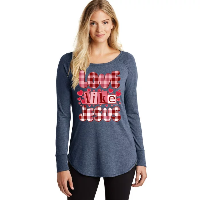 Cute Valentines Day Love Like Jesus Women's Perfect Tri Tunic Long Sleeve Shirt