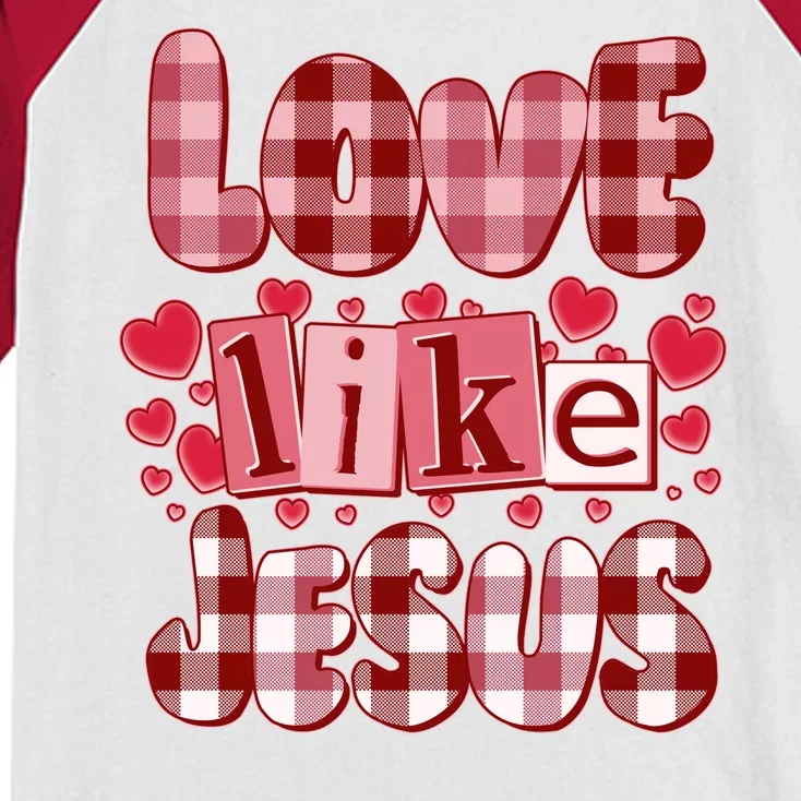 Cute Valentines Day Love Like Jesus Kids Colorblock Raglan Jersey