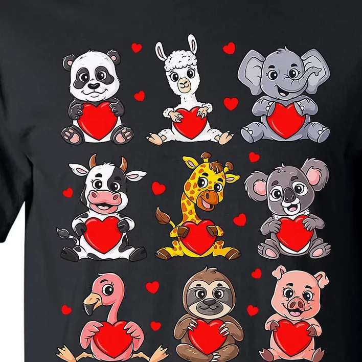 Cute Valentines Day Animals Holding Hearts Boys Girls Tall T-Shirt