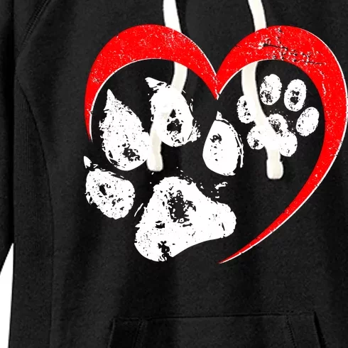 Cute Valentines Day Pet Lover Dog And Cat Paw Prints Women's Fleece Hoodie