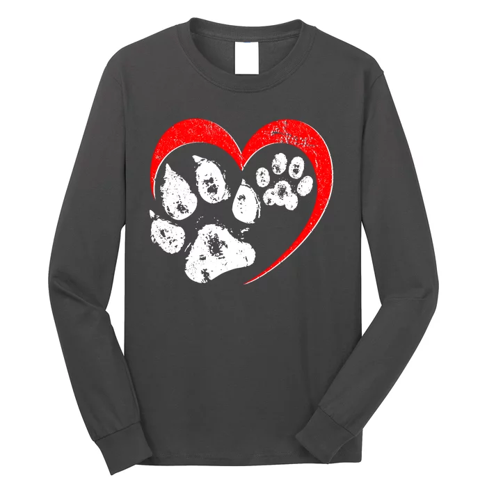 Cute Valentines Day Pet Lover Dog And Cat Paw Prints Long Sleeve Shirt