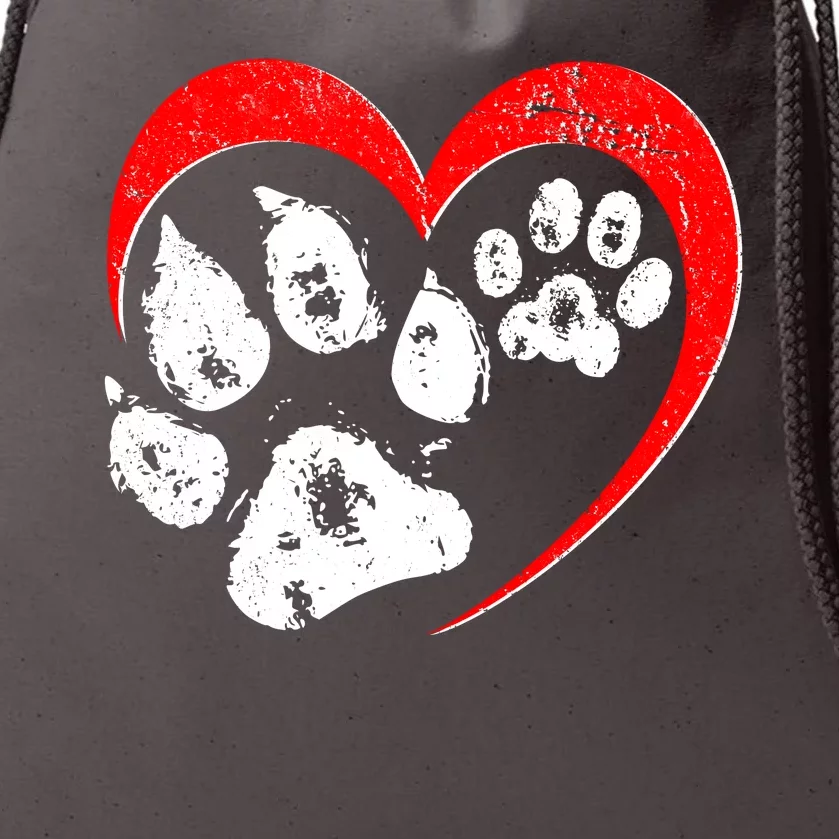 Cute Valentines Day Pet Lover Dog And Cat Paw Prints Drawstring Bag