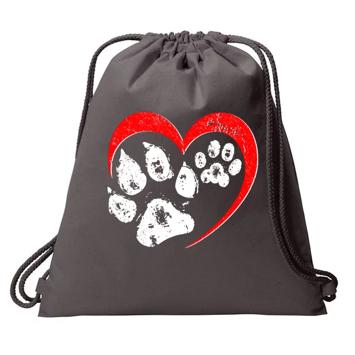 Cute Valentines Day Pet Lover Dog And Cat Paw Prints Drawstring Bag