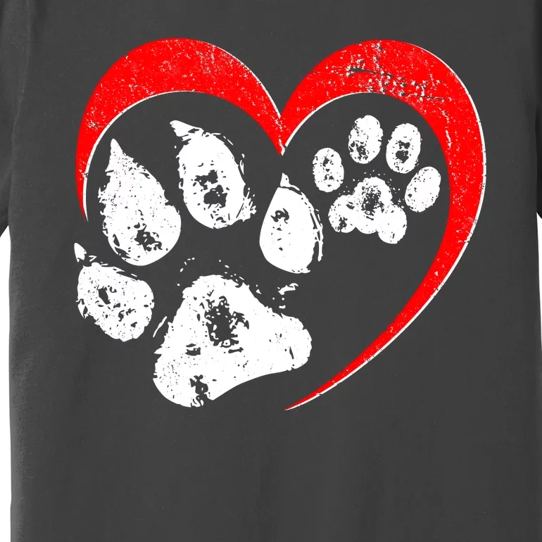 Cute Valentines Day Pet Lover Dog And Cat Paw Prints Premium T-Shirt