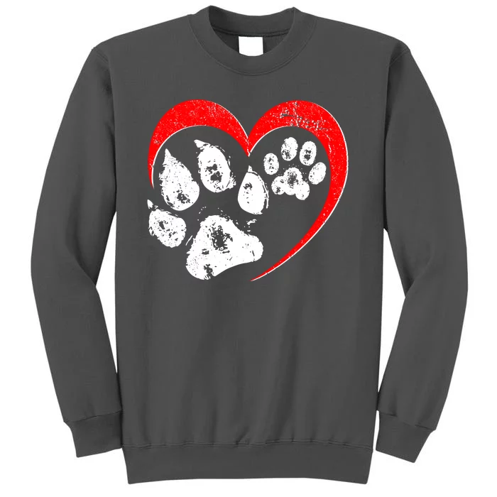 Cute Valentines Day Pet Lover Dog And Cat Paw Prints Tall Sweatshirt