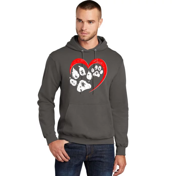 Cute Valentines Day Pet Lover Dog And Cat Paw Prints Tall Hoodie