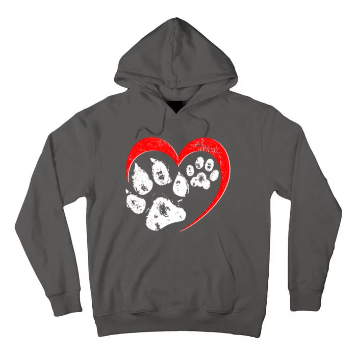 Cute Valentines Day Pet Lover Dog And Cat Paw Prints Tall Hoodie