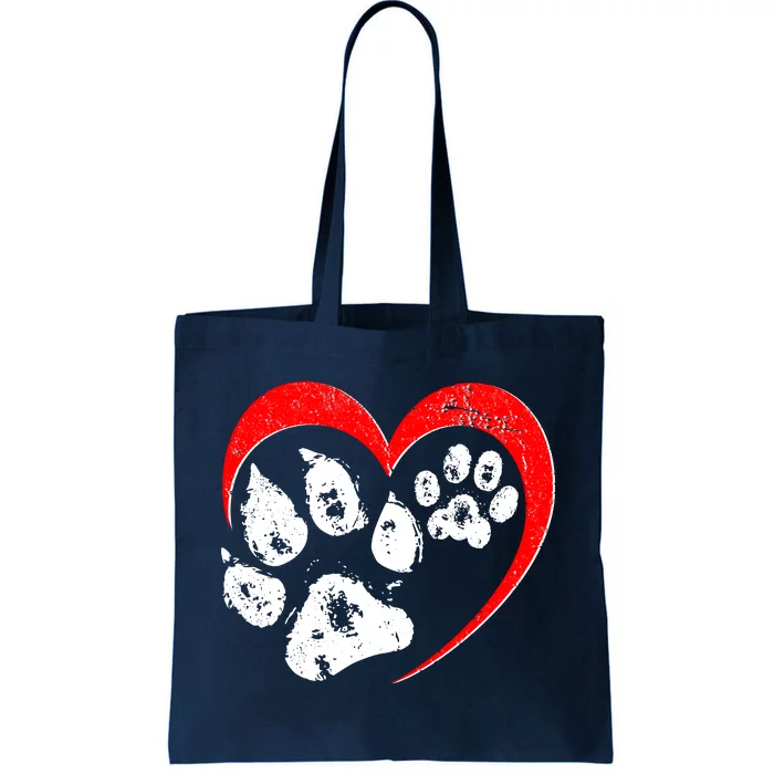 Cute Valentines Day Pet Lover Dog And Cat Paw Prints Tote Bag