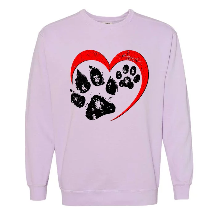 Cute Valentines Day Pet Lover Dog And Cat Paw Prints Garment-Dyed Sweatshirt