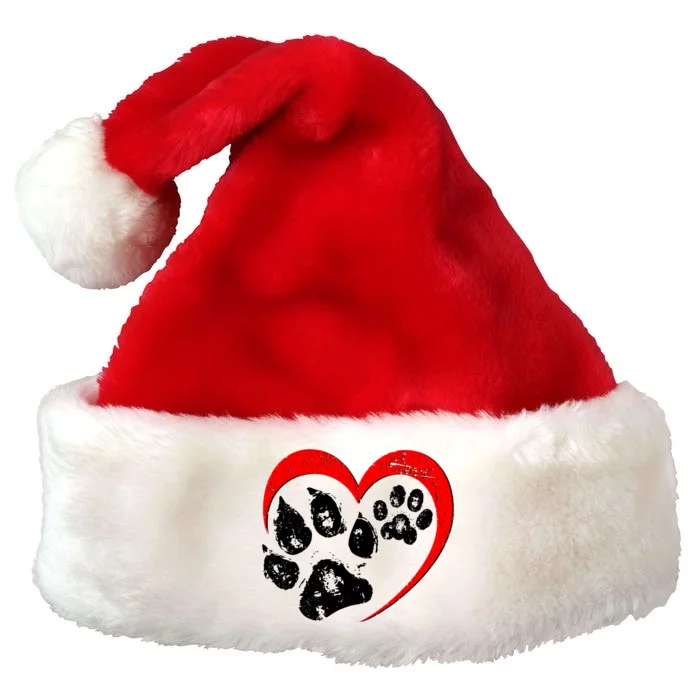 Cute Valentines Day Pet Lover Dog And Cat Paw Prints Premium Christmas Santa Hat