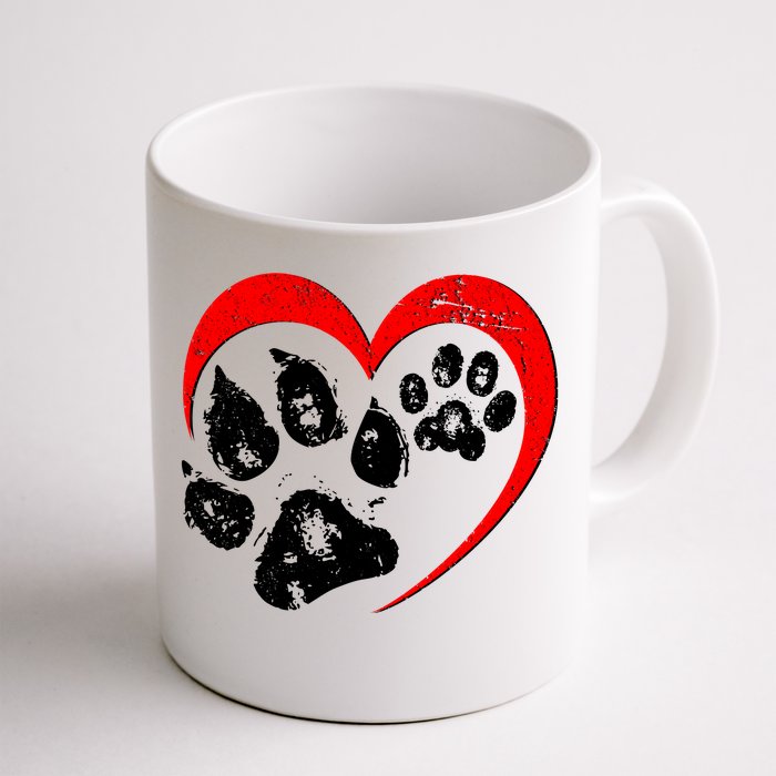 Cute Valentines Day Pet Lover Dog And Cat Paw Prints Front & Back Coffee Mug