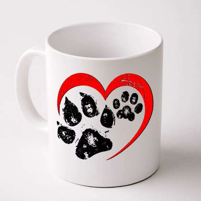 Cute Valentines Day Pet Lover Dog And Cat Paw Prints Front & Back Coffee Mug