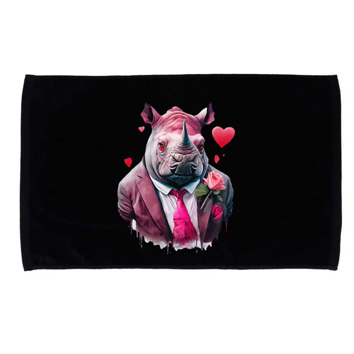 Cute Valentine's Day Rhinoceros Gifts Rhino Lovers Rhino Microfiber Hand Towel