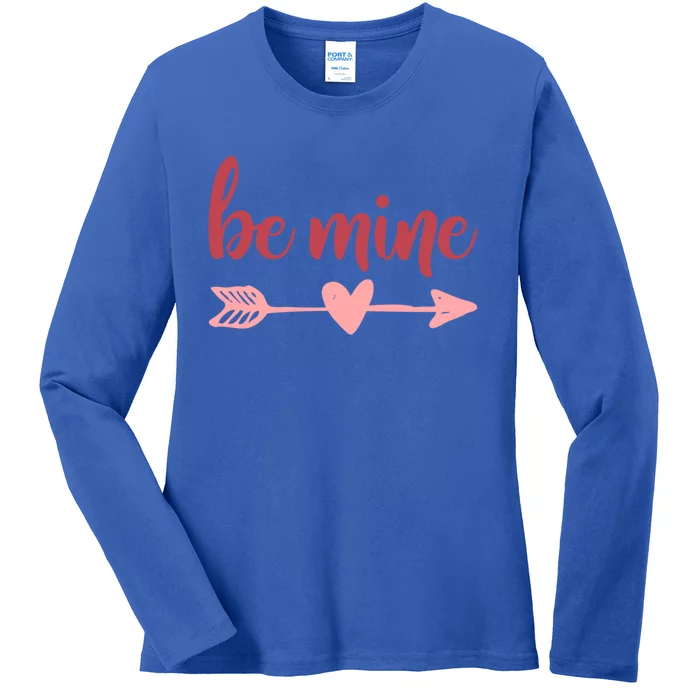 Cute Valentine's Day Be Mine Saying Heart Arrow Love Quote Gift Ladies Long Sleeve Shirt