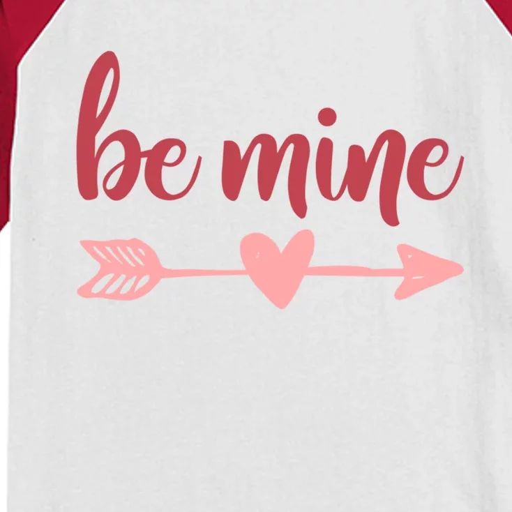 Cute Valentine's Day Be Mine Saying Heart Arrow Love Quote Gift Kids Colorblock Raglan Jersey