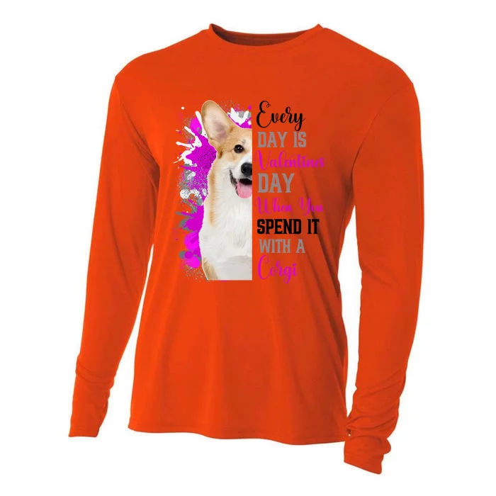 Corgi Valentines Day Mom Dogs Cute Corgi Mom Pink Love Gift Cooling Performance Long Sleeve Crew