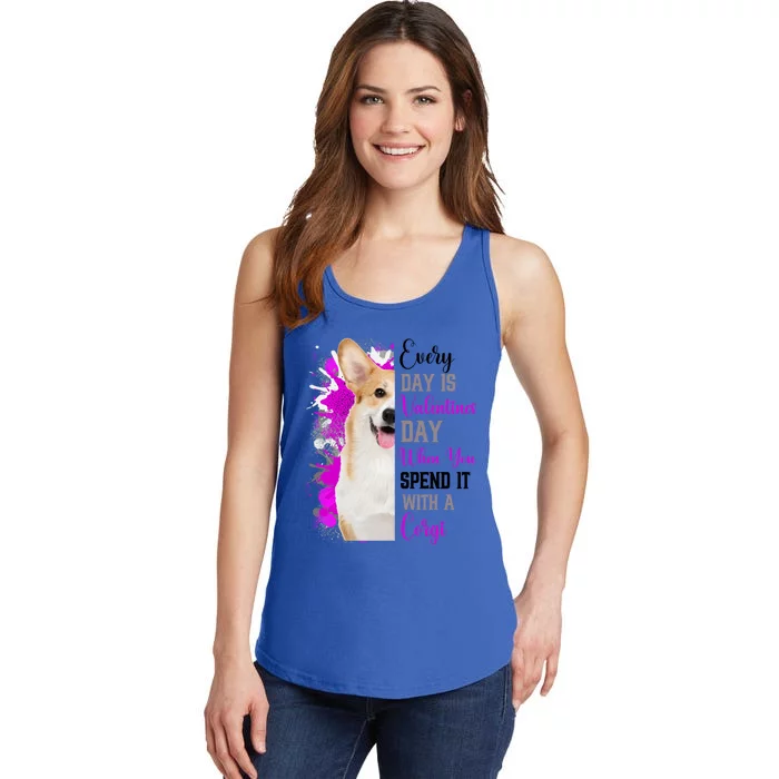 Corgi Valentines Day Mom Dogs Cute Corgi Mom Pink Love Gift Ladies Essential Tank