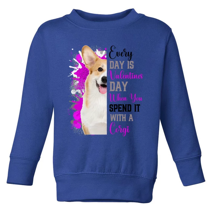 Corgi Valentines Day Mom Dogs Cute Corgi Mom Pink Love Gift Toddler Sweatshirt