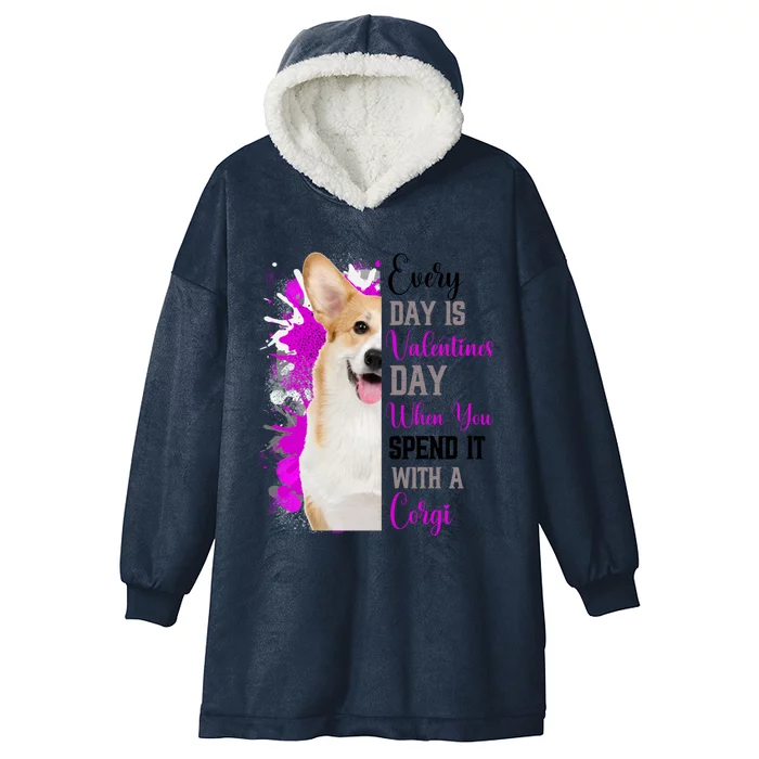 Corgi Valentines Day Mom Dogs Cute Corgi Mom Pink Love Gift Hooded Wearable Blanket