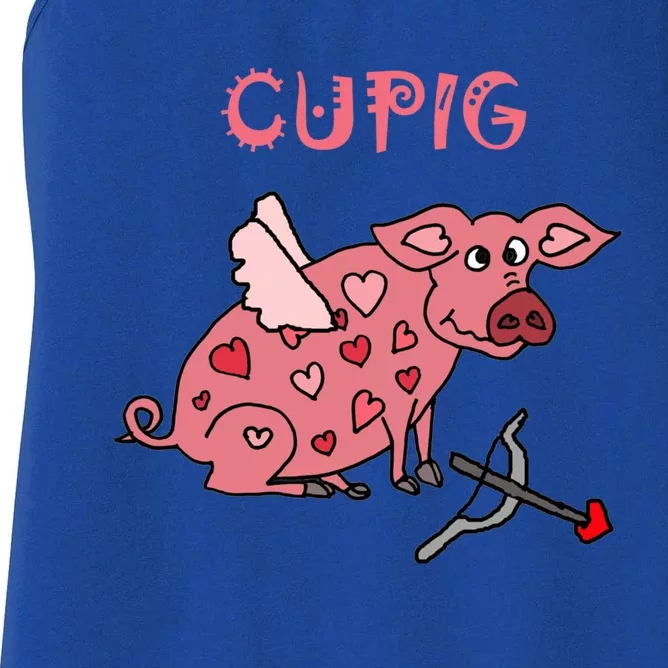 Cupig Valentine's Day Gift Funny Pig Cupid Lover Valentine's Great Gift Women's Racerback Tank