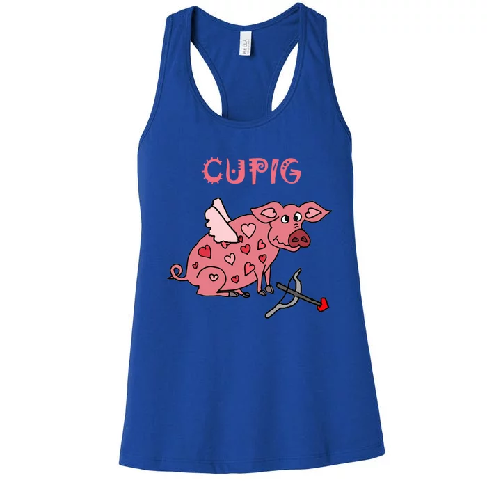 Cupig Valentine's Day Gift Funny Pig Cupid Lover Valentine's Great Gift Women's Racerback Tank