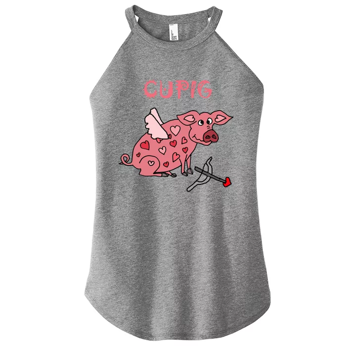 Cupig Valentine's Day Gift Funny Pig Cupid Lover Valentine's Great Gift Women’s Perfect Tri Rocker Tank