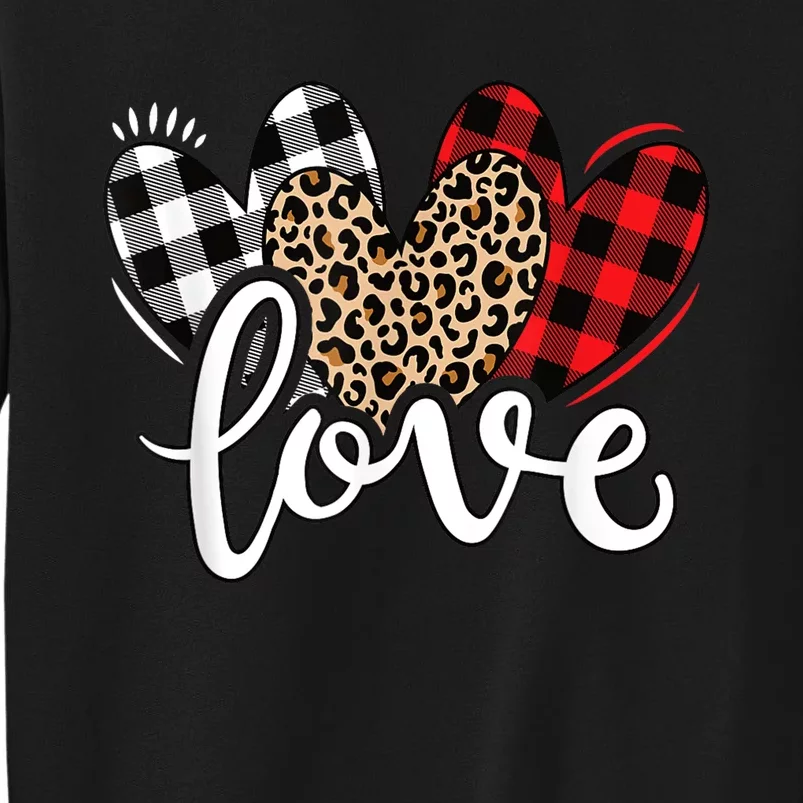 Cute Valentines Day Leopard Plaid Love Heart Sweatshirt