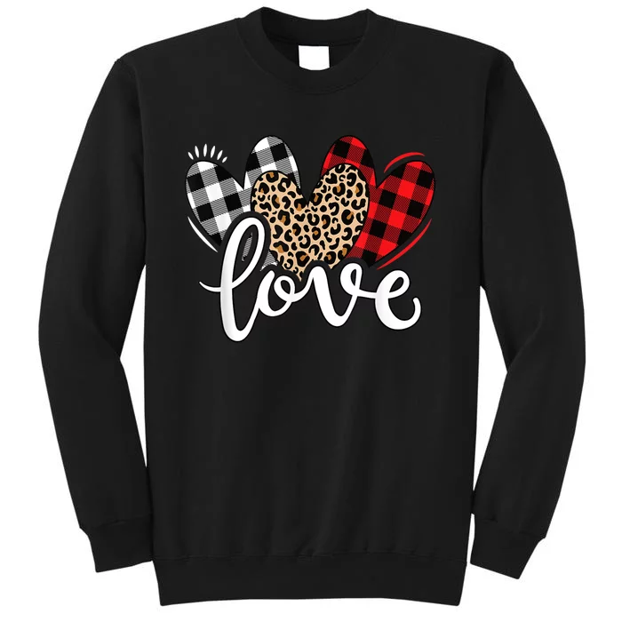 Cute Valentines Day Leopard Plaid Love Heart Sweatshirt