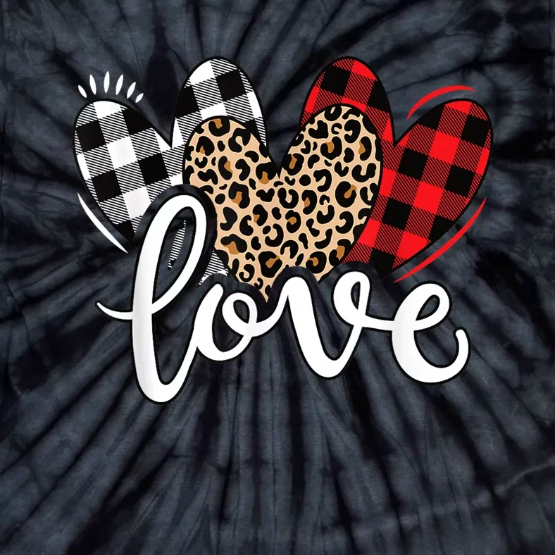 Cute Valentines Day Leopard Plaid Love Heart Tie-Dye T-Shirt