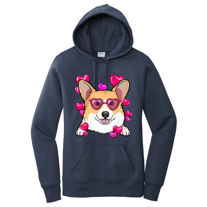 Corgi Valentines Day Gift Heart Funny Dog Lover Funny Gift Women's Pullover Hoodie