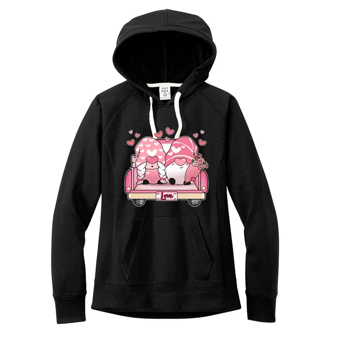 Cute Valentines Day Gnome Couple Love Women's Fleece Hoodie