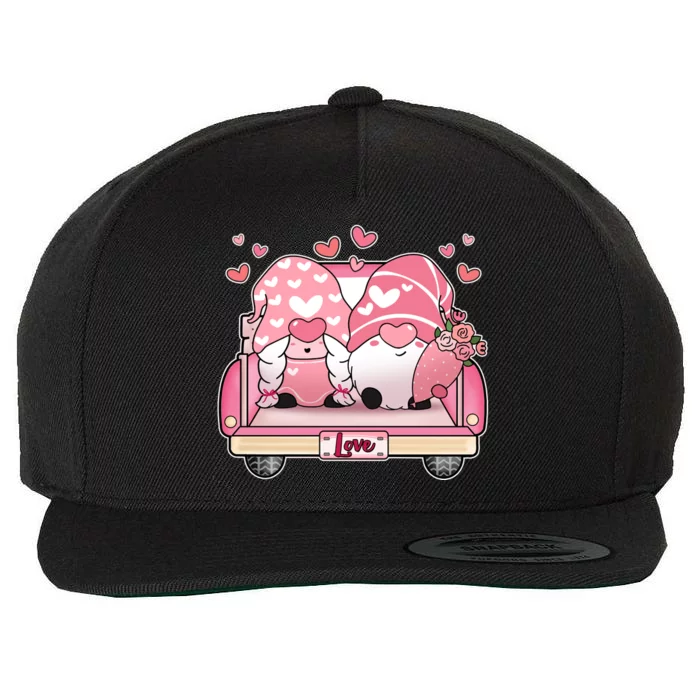 Cute Valentines Day Gnome Couple Love Wool Snapback Cap