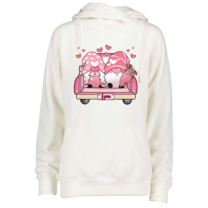 Cute Valentines Day Gnome Couple Love Womens Funnel Neck Pullover Hood