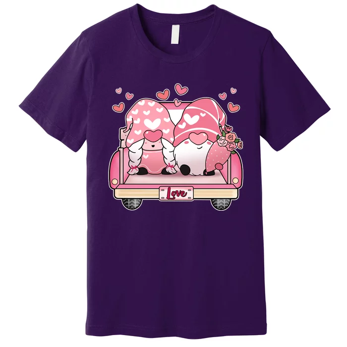 Cute Valentines Day Gnome Couple Love Premium T-Shirt